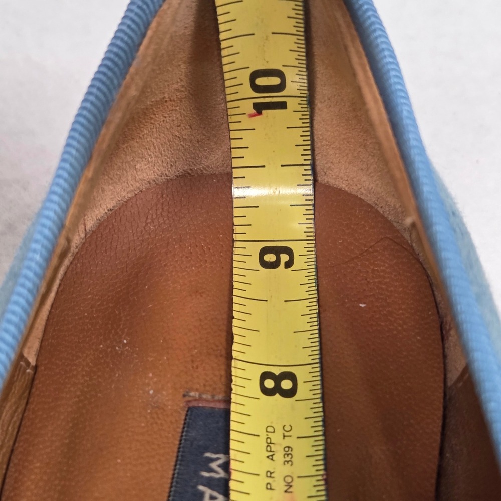 Margaux Ballet Flats Womens 8 Blue Denim Pointed Toe Bow Leather Lined Handmade - Picture 15 of 15